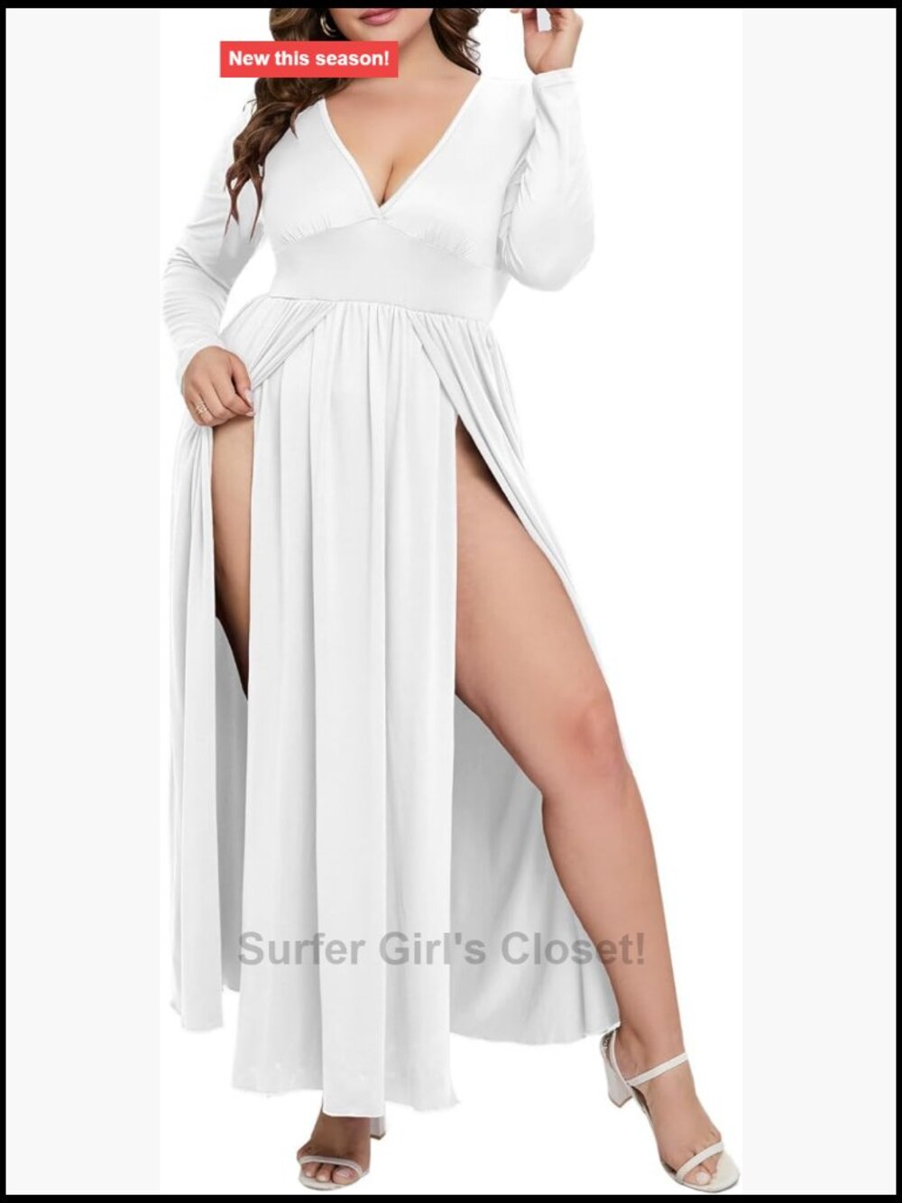 Women's Plus Size Maxi Dress Double Slit Deep V Neck Club Party Night Out Long